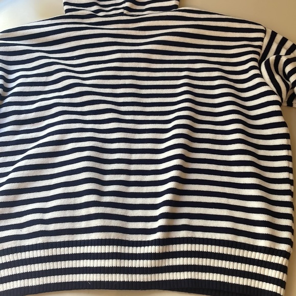 Striped Navy and White Knit Hoodie - Picture 5 of 8